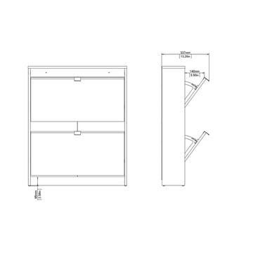 Tenor Skoskap med 2 rom 70x16x85 cm - Oppbevaring - Skooppbevaring