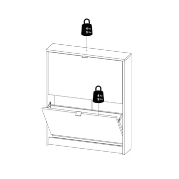 Tenor Skoskap med 2 rom 70x16x85 cm - Oppbevaring - Skooppbevaring