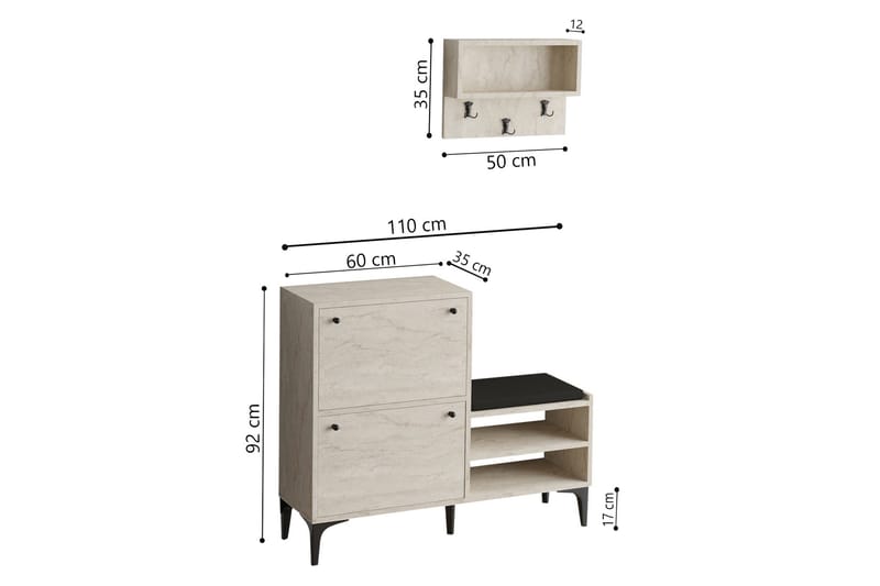 Tervate Skoskap 110 cm - Beige - Oppbevaring - Skooppbevaring - Skoskap