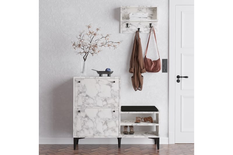 Tervate Skoskap 110 cm - Hvit Marmor - Oppbevaring - Skooppbevaring - Skoskap