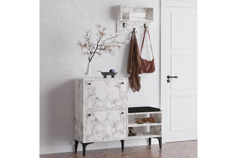 Tervate Skoskap 110 cm - Hvit Marmor - Oppbevaring - Skooppbevaring - Skoskap