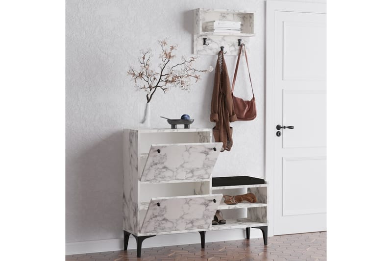 Tervate Skoskap 110 cm - Hvit Marmor - Oppbevaring - Skooppbevaring - Skoskap