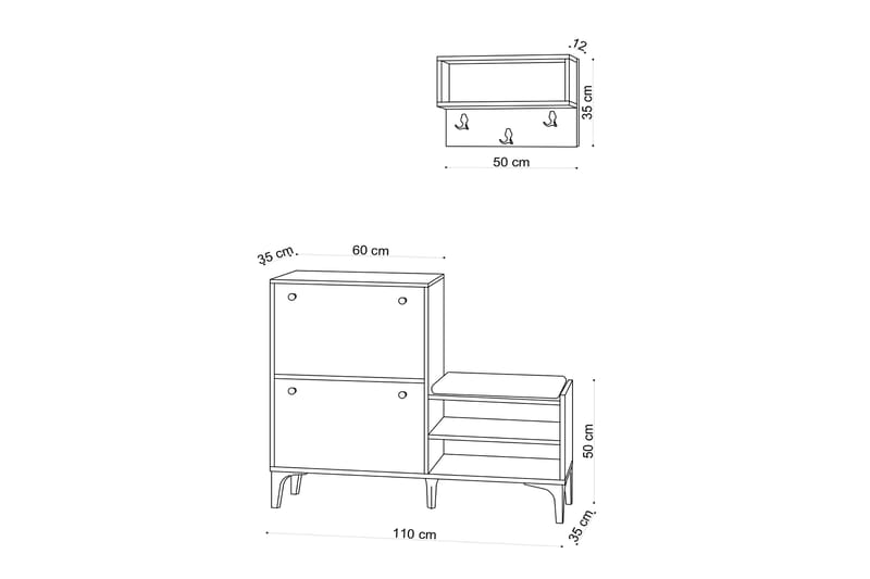 Tervate Skoskap 110x35 cm - Natur - Skoskap - Gangoppbevaring - Skooppbevaring