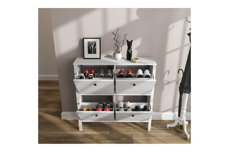 Torval Skoskap 101 cm - Natur/Hvit - Oppbevaring - Skooppbevaring