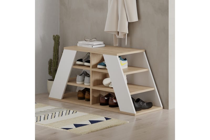 Toya Skoskap 105,5 cm - Eik/Hvit - Oppbevaring - Skooppbevaring - Skoskap