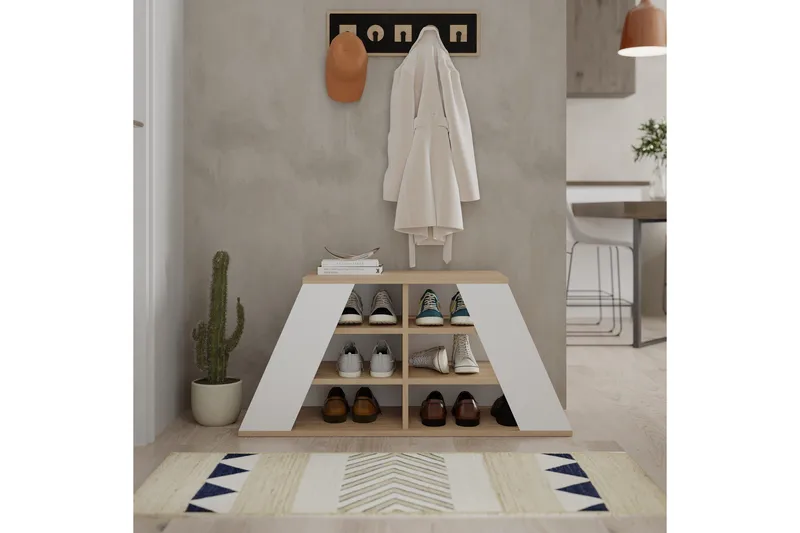 Toya Skoskap 105,5 cm - Eik/Hvit - Oppbevaring - Skooppbevaring - Skoskap