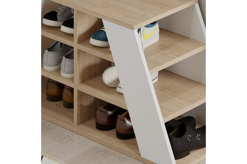 Toya Skoskap 105,5 cm - Eik/Hvit - Oppbevaring - Skooppbevaring - Skoskap