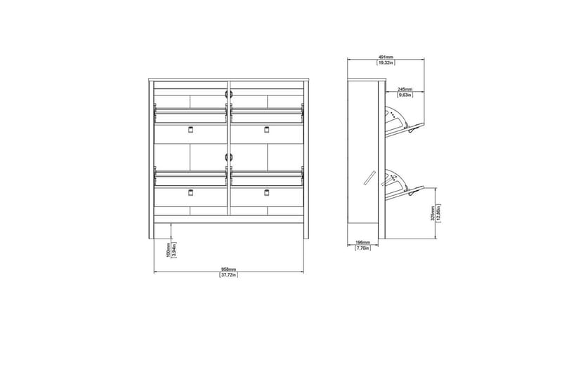 Vallvidera Skoskap 102,6 cm - Svart - Oppbevaring - Skooppbevaring - Skoskap