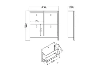 Vallvidera Skoskap 102,6 cm - Svart - Oppbevaring - Skooppbevaring