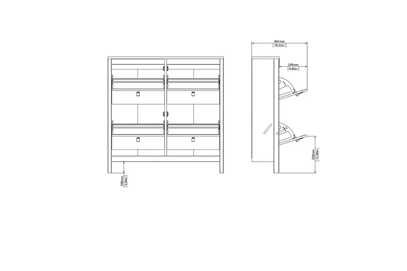 Vallvidera Skoskap 25x102 cm - Svart/Natur - Oppbevaring - Skooppbevaring - Skoskap