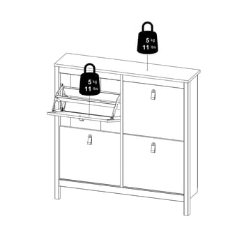 Vallvidera Skoskap med 4 rom 103x25x103 cm - Oppbevaring - Skooppbevaring