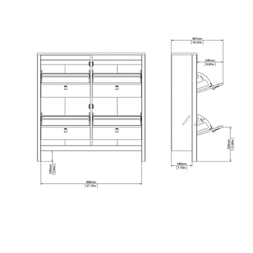 Vallvidera Skoskap med 4 rom 103x25x103 cm - Oppbevaring - Skooppbevaring