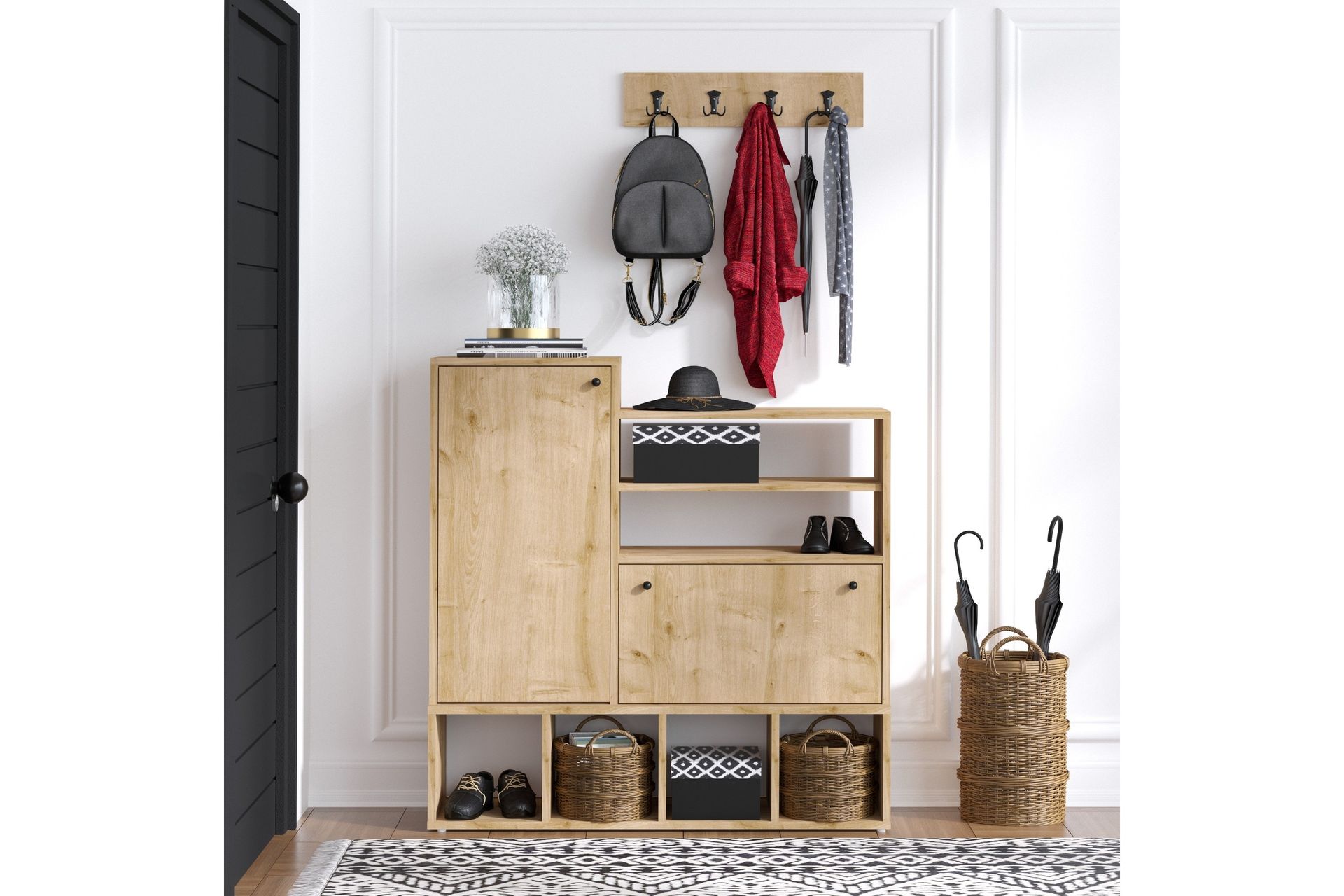 Varmald Skoskap 35x100 cm - Natur/Hvit - Oppbevaring - Skooppbevaring - Skoskap