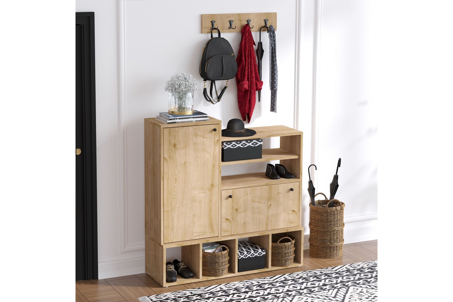 Varmald Skoskap 35x100 cm - Natur/Hvit - Oppbevaring - Skooppbevaring - Skoskap