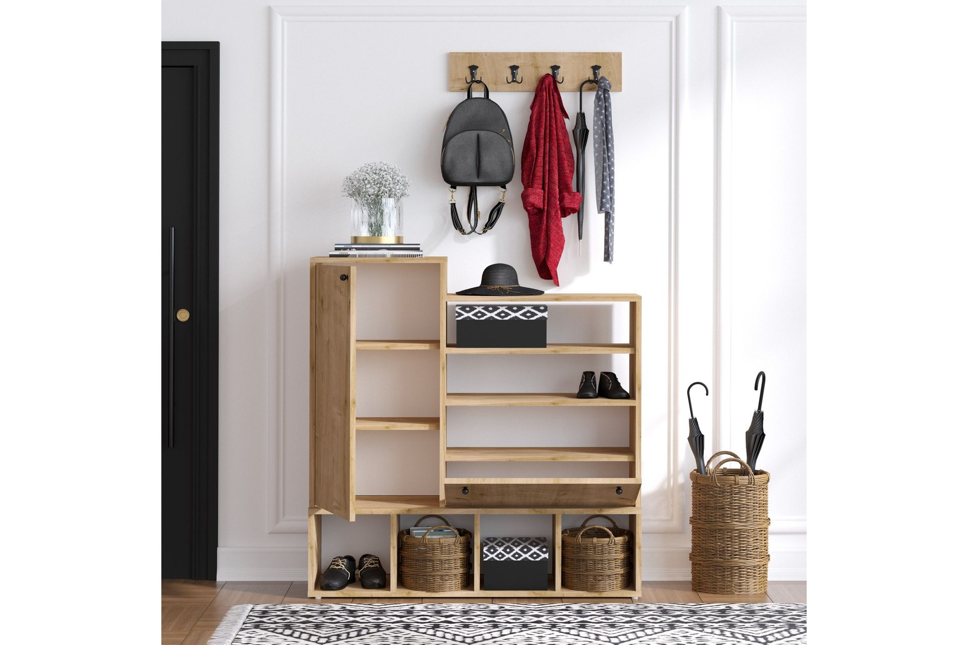 Varmald Skoskap 35x100 cm - Natur/Hvit - Oppbevaring - Skooppbevaring - Skoskap