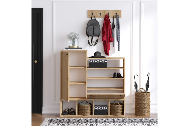 Varmald Skoskap 35x100 cm - Natur/Hvit - Oppbevaring - Skooppbevaring - Skoskap