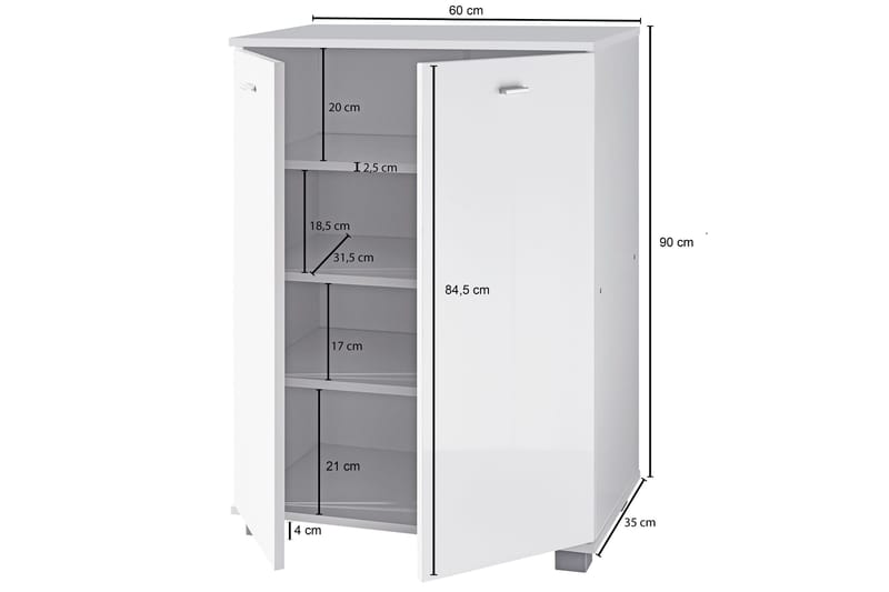 Vassell Skoskap - Hvit - Oppbevaring - Skooppbevaring