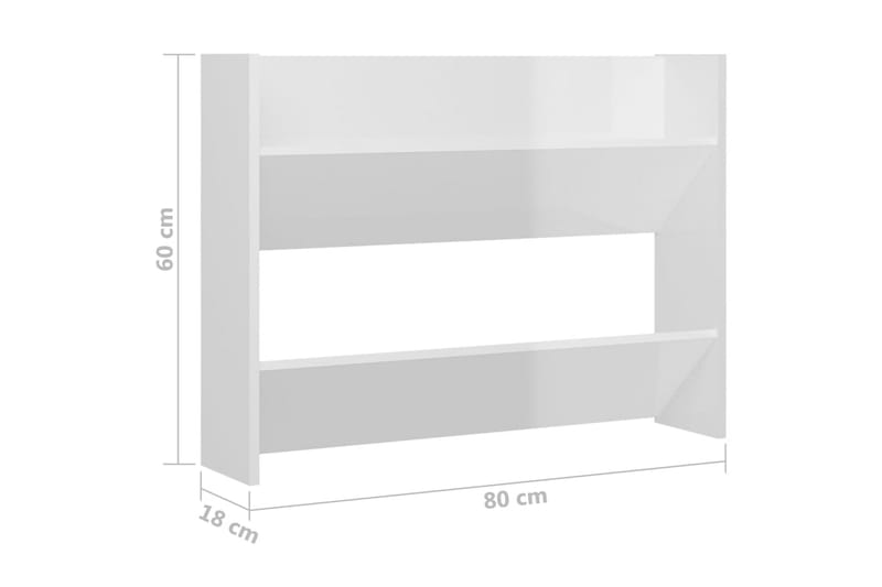 Veggskoskap 2 stk 80x18x60 cm høyglans hvit sponplate - Hvit - Gangoppbevaring - Skooppbevaring - Skohylle & skostativ