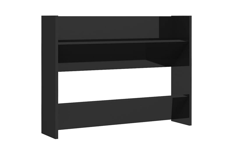 Veggskoskap 2 stk 80x18x60 cm høyglans svart sponplate - Svart - Oppbevaring - Skooppbevaring