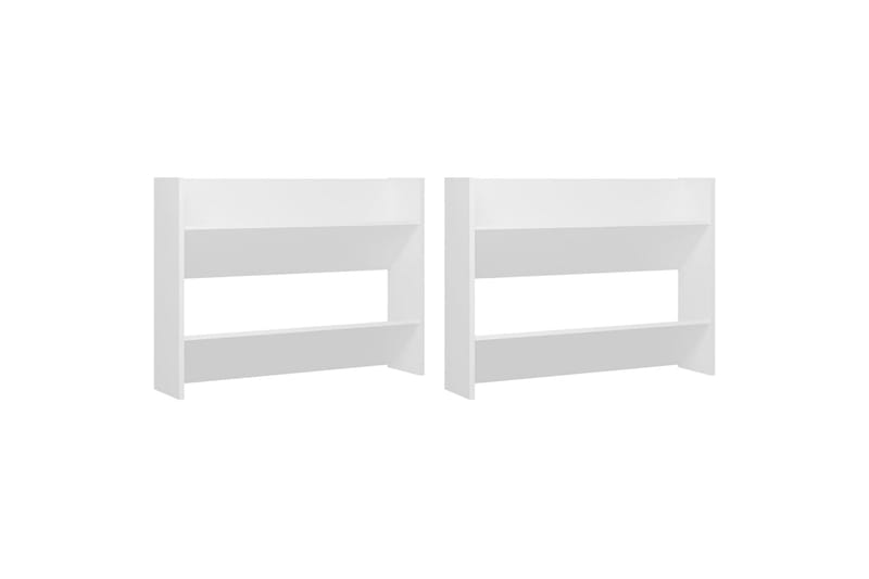 Veggskoskap 2 stk 80x18x60 cm hvit sponplate - Hvit - Oppbevaring - Skooppbevaring