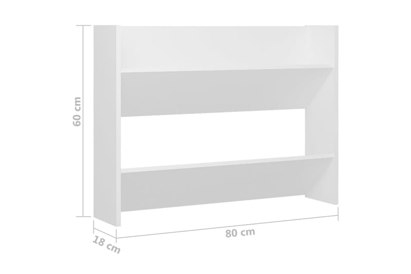 Veggskoskap 2 stk 80x18x60 cm hvit sponplate - Hvit - Oppbevaring - Skooppbevaring