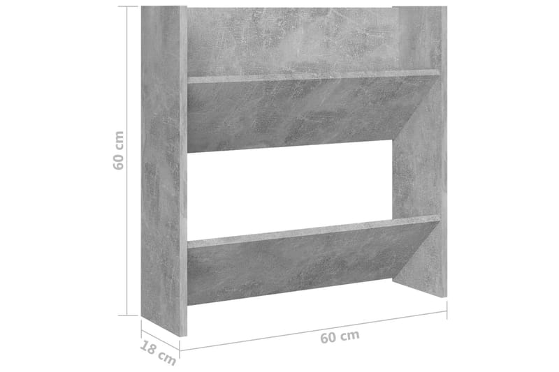 Veggskoskap 2 stk betonggrå 60x18x60 cm sponplate - Grå - Oppbevaring - Skooppbevaring