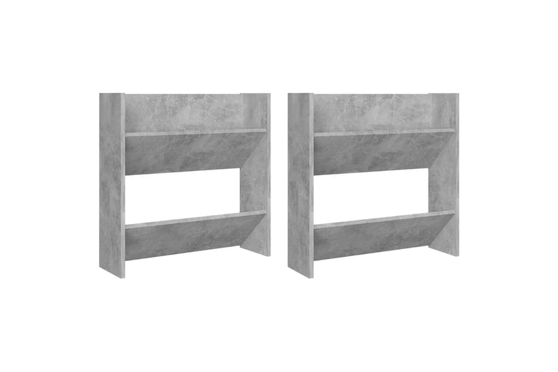 Veggskoskap 2 stk betonggrå 60x18x60 cm sponplate - Grå - Oppbevaring - Skooppbevaring