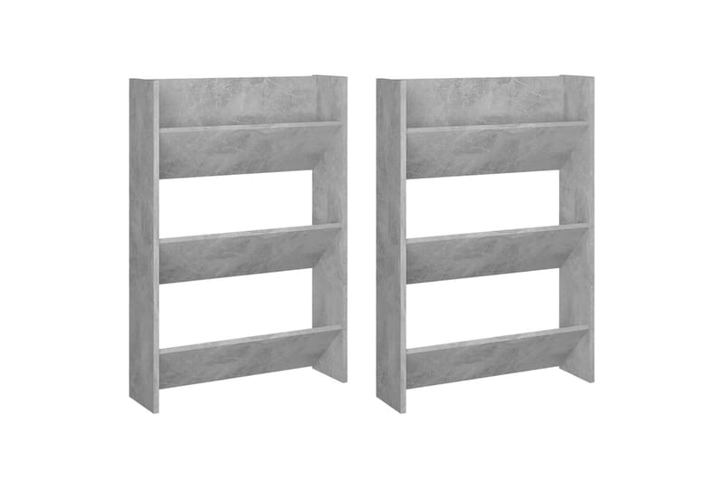 Veggskoskap 2 stk betonggrå 60x18x90 cm sponplater - Grå - Oppbevaring - Skooppbevaring