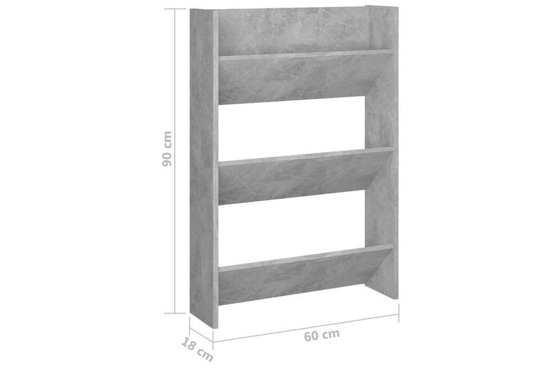 Veggskoskap 2 stk betonggrå 60x18x90 cm sponplater - Grå - Oppbevaring - Skooppbevaring