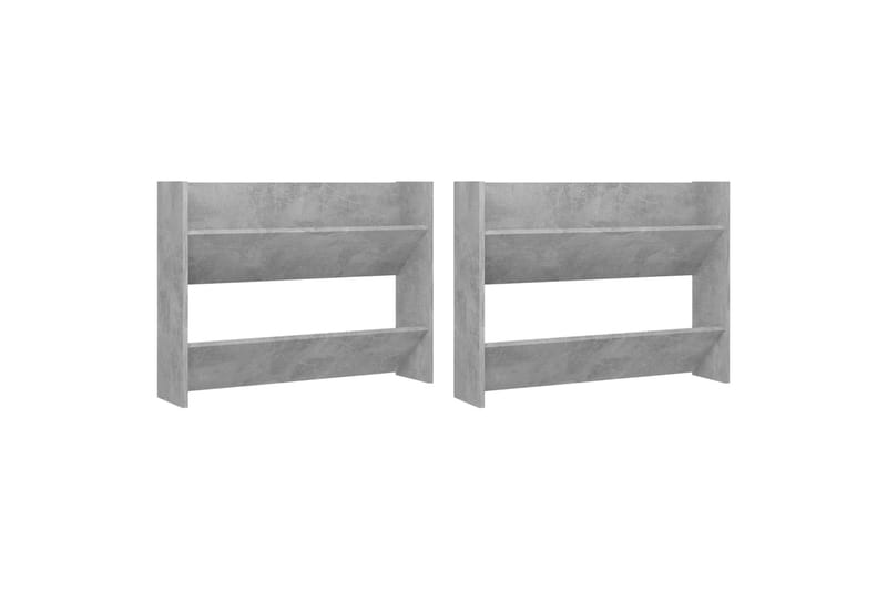 Veggskoskap 2 stk betonggrå 80x18x60 cm sponplate - Grå - Oppbevaring - Skooppbevaring