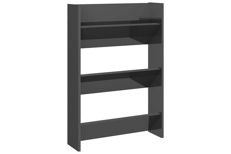 Veggskoskap 2 stk høyglans grå 60x18x90 cm sponplate - Grå - Oppbevaring - Skooppbevaring