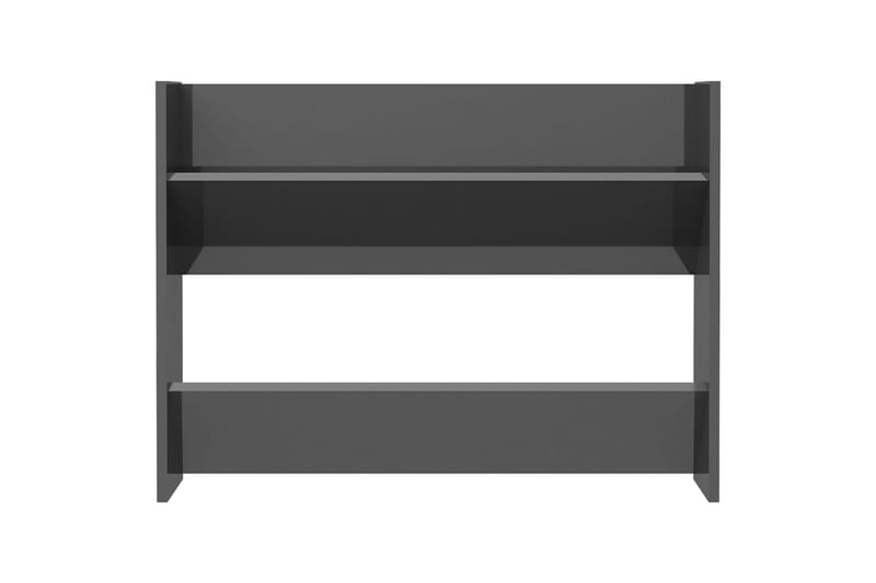 Veggskoskap 2 stk høyglans grå 80x18x60 cm sponplate - Grå - Oppbevaring - Skooppbevaring