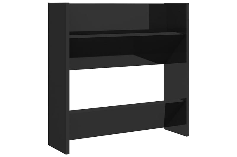 Veggskoskap 2 stk høyglans svart 60x18x60 cm sponplater - Svart - Oppbevaring - Skooppbevaring
