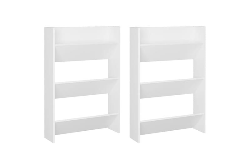 Veggskoskap 2 stk hvit 60x18x90 cm sponplater - Hvit - Oppbevaring - Skooppbevaring