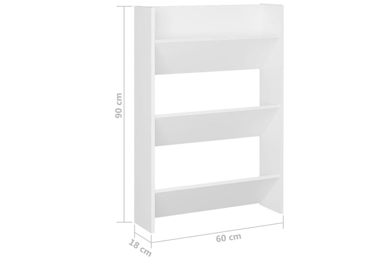 Veggskoskap 2 stk hvit 60x18x90 cm sponplater - Hvit - Oppbevaring - Skooppbevaring