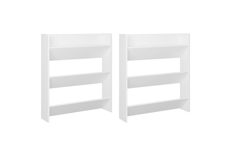 Veggskoskap 2 stk hvit 80x18x90 cm sponplater - Hvit - Oppbevaring - Skooppbevaring