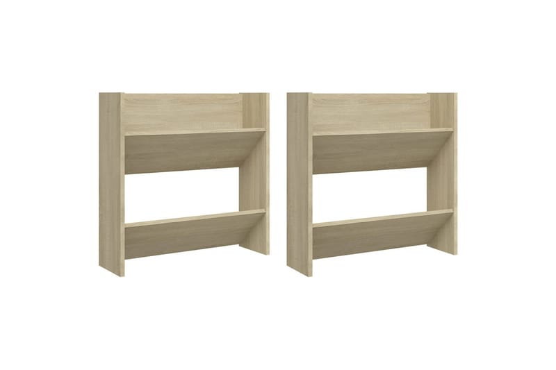 Veggskoskap 2 stk sonoma eik 60x18x60 cm sponplater - Brun - Oppbevaring - Skooppbevaring