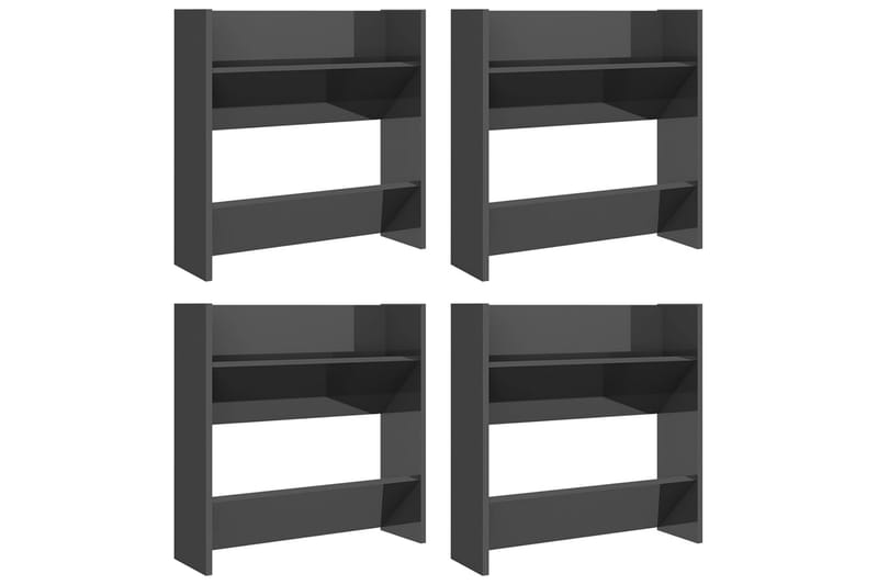 Veggskoskap 4 stk høyglans grå 60x18x60 cm sponplater - Grå - Oppbevaring - Skooppbevaring