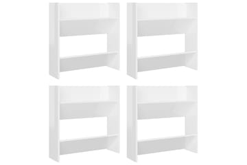 Veggskoskap 4 stk høyglans hvit 60x18x60 cm sponplater - Hvit - Oppbevaring - Skooppbevaring