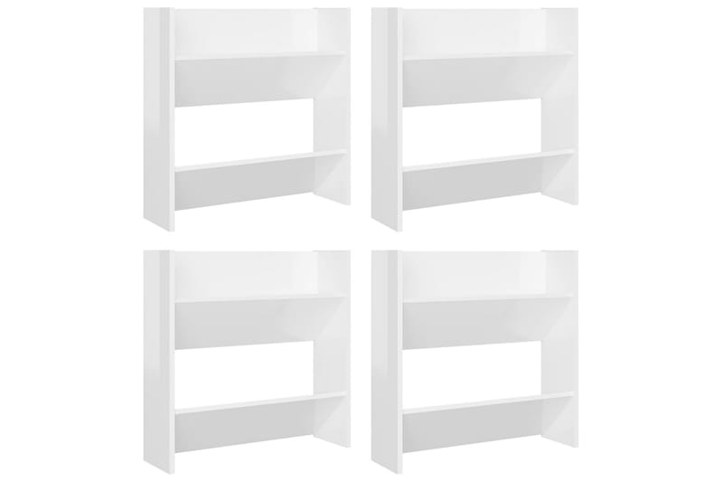 Veggskoskap 4 stk høyglans hvit 60x18x60 cm sponplater - Hvit - Oppbevaring - Skooppbevaring