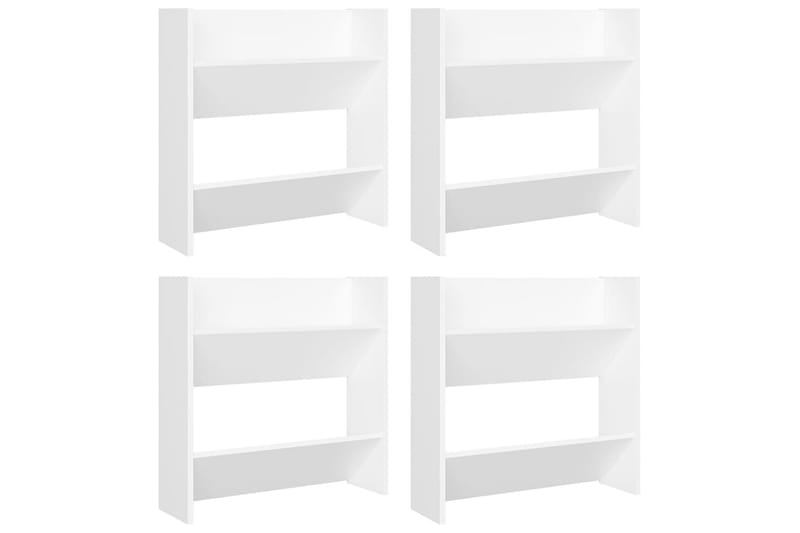 Veggskoskap 4 stk hvit 60x18x60 cm sponplater - Hvit - Oppbevaring - Skooppbevaring