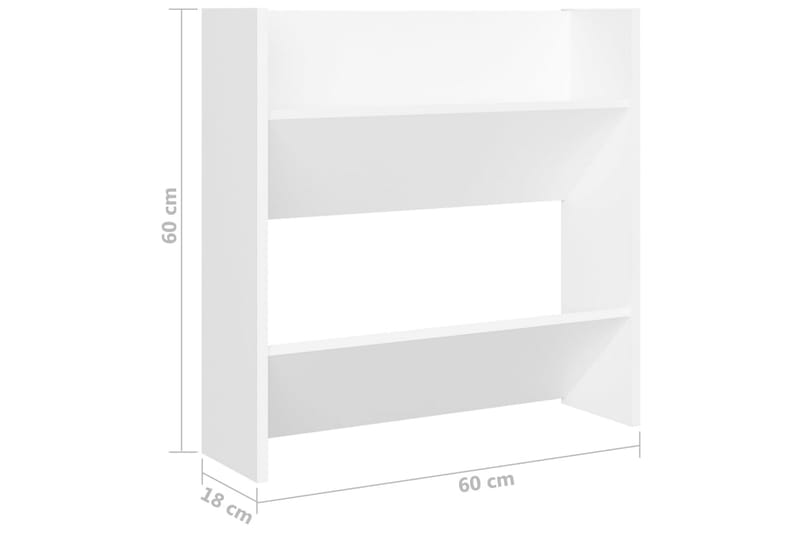 Veggskoskap 4 stk hvit 60x18x60 cm sponplater - Hvit - Oppbevaring - Skooppbevaring