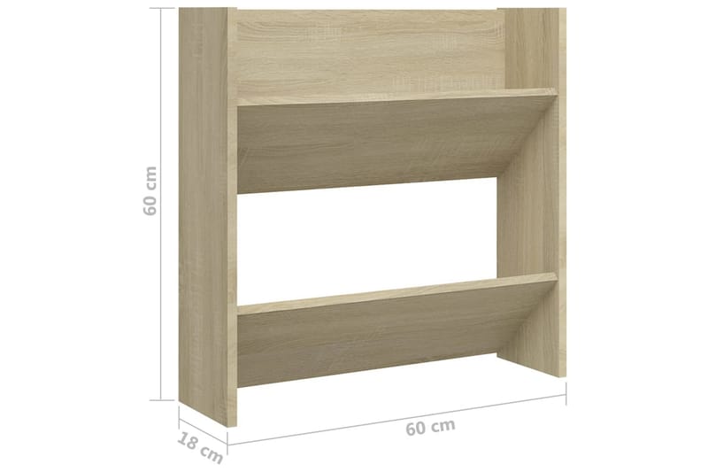 Veggskoskap 4 stk sonoma eik 60x18x60 cm sponplate - Brun - Oppbevaring - Skooppbevaring