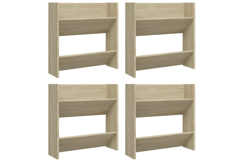 Veggskoskap 4 stk sonoma eik 60x18x60 cm sponplate - Brun - Oppbevaring - Skooppbevaring