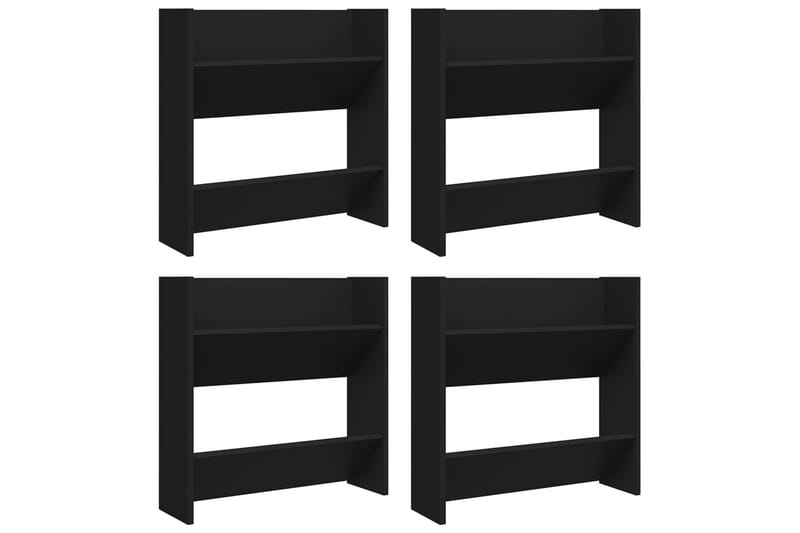 Veggskoskap 4 stk svart 60x18x60 cm sponplate - Svart - Oppbevaring - Skooppbevaring