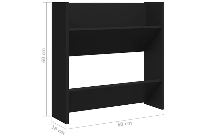Veggskoskap 4 stk svart 60x18x60 cm sponplate - Svart - Oppbevaring - Skooppbevaring
