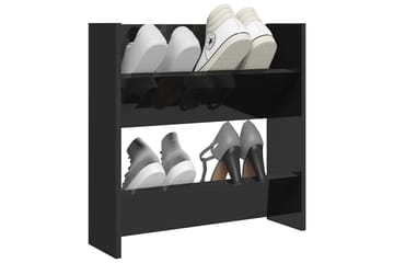 Veggskoskap høyglans svart 60x18x60 cm sponplater - Svart - Oppbevaring - Skooppbevaring