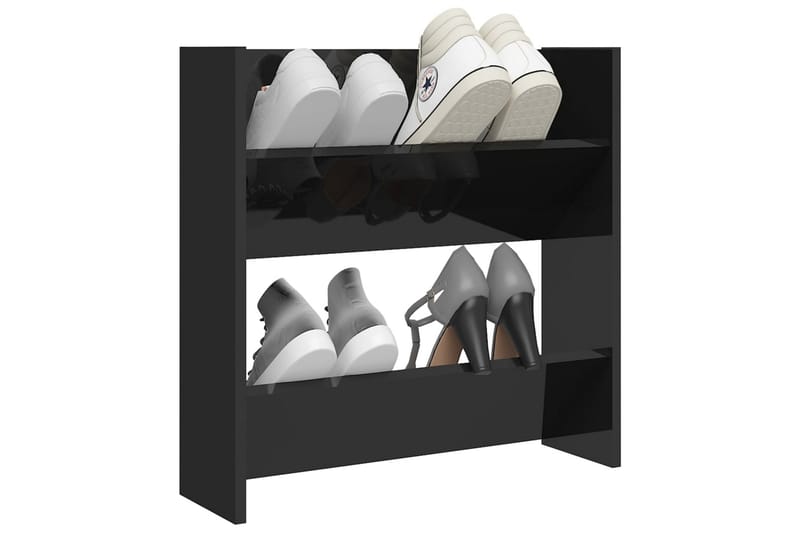 Veggskoskap høyglans svart 60x18x60 cm sponplater - Svart - Oppbevaring - Skooppbevaring