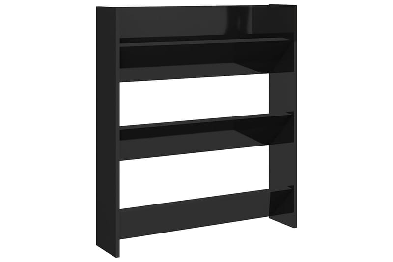 Veggskoskap høyglans svart 80x18x90 cm sponplater - Svart - Oppbevaring - Skooppbevaring