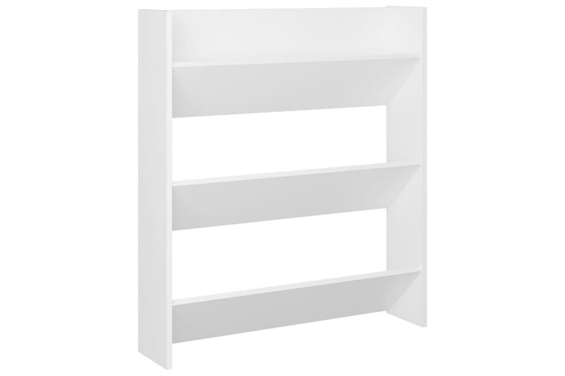 Veggskoskap hvit 80x18x90 cm sponplater - Hvit - Oppbevaring - Skooppbevaring